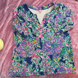Lilly Pulitzer Vibrant Floral V-Neck Blouse
